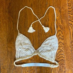 FREE PEOPLE festival embellished halter tie top size M